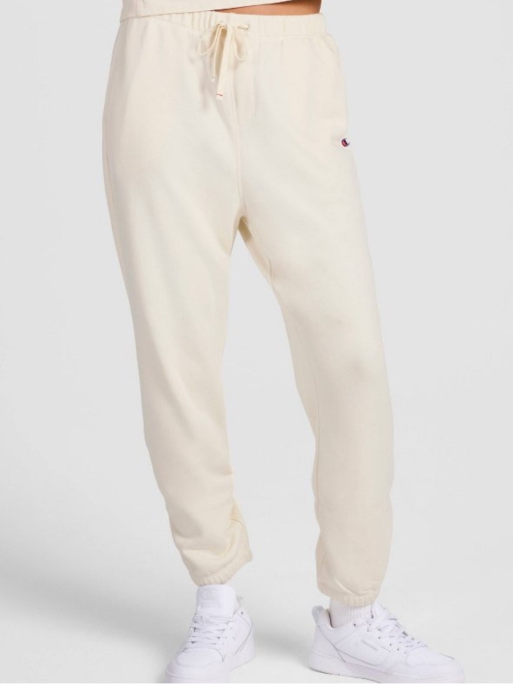 NWT Champion Women's High-Rise Cropped French Terry Sweatpants in Cream (Size L)